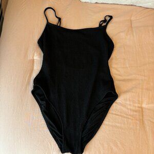 Aerie Black Scoop Back One Piece Swimsuit size medium